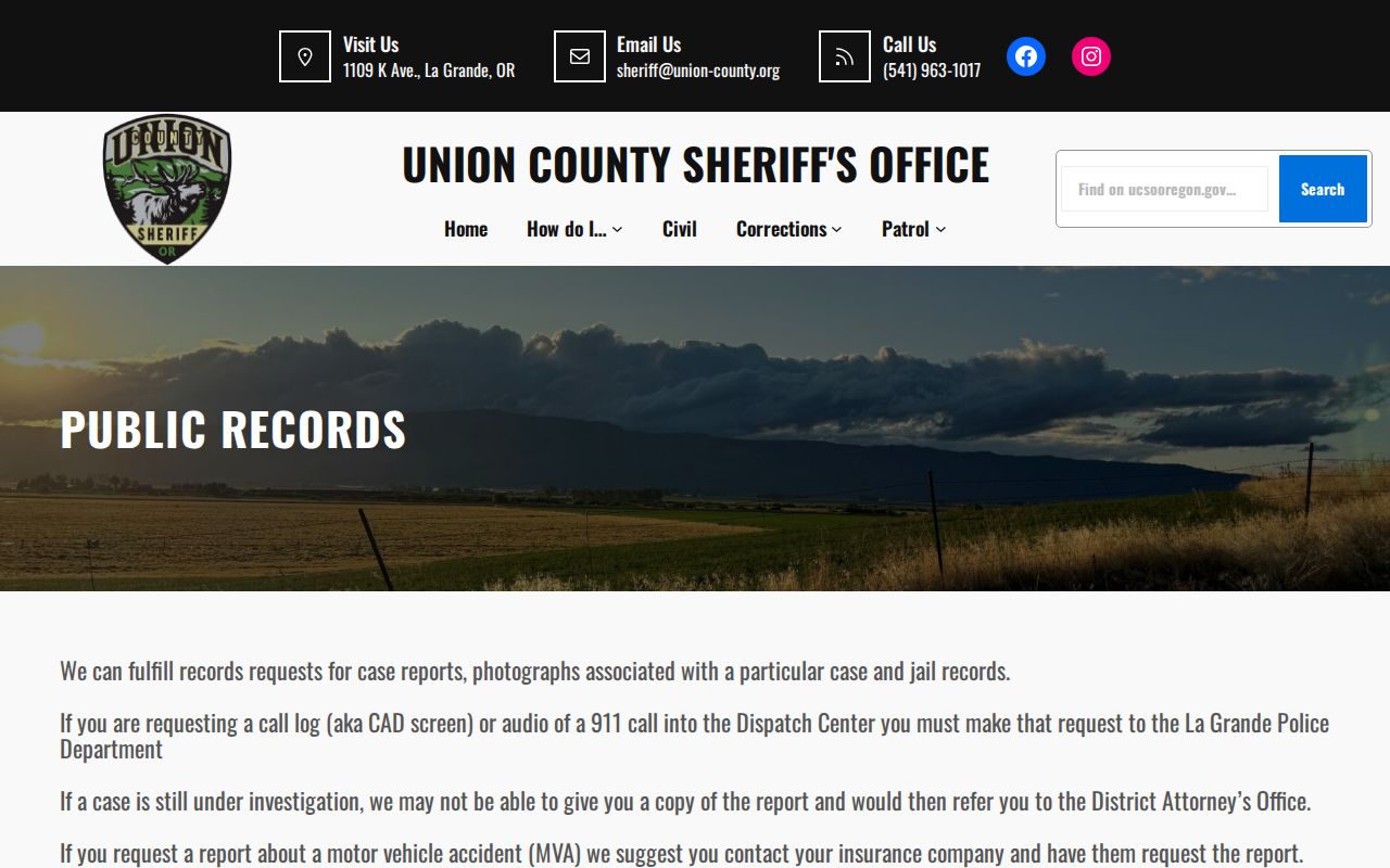 Union County arrest search public records request channel