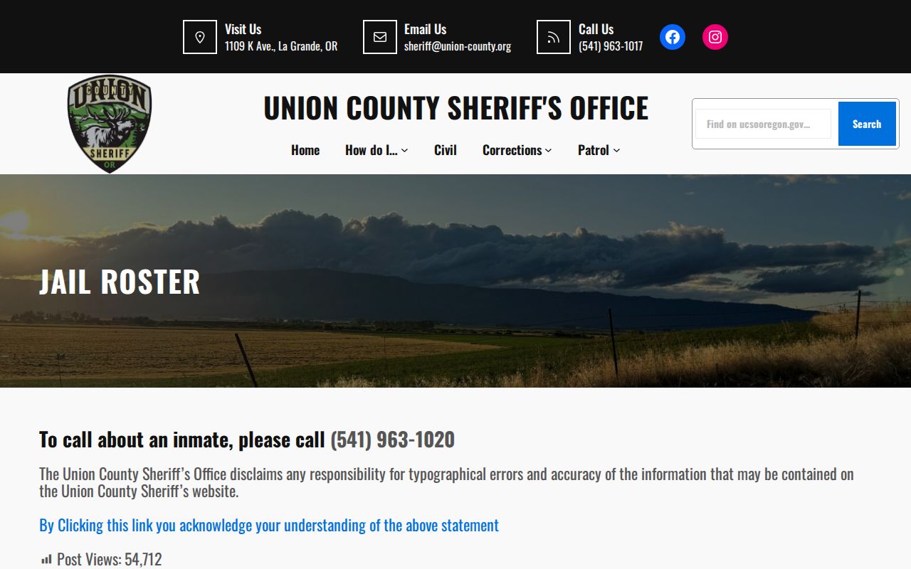 Union County arrest search jail roster