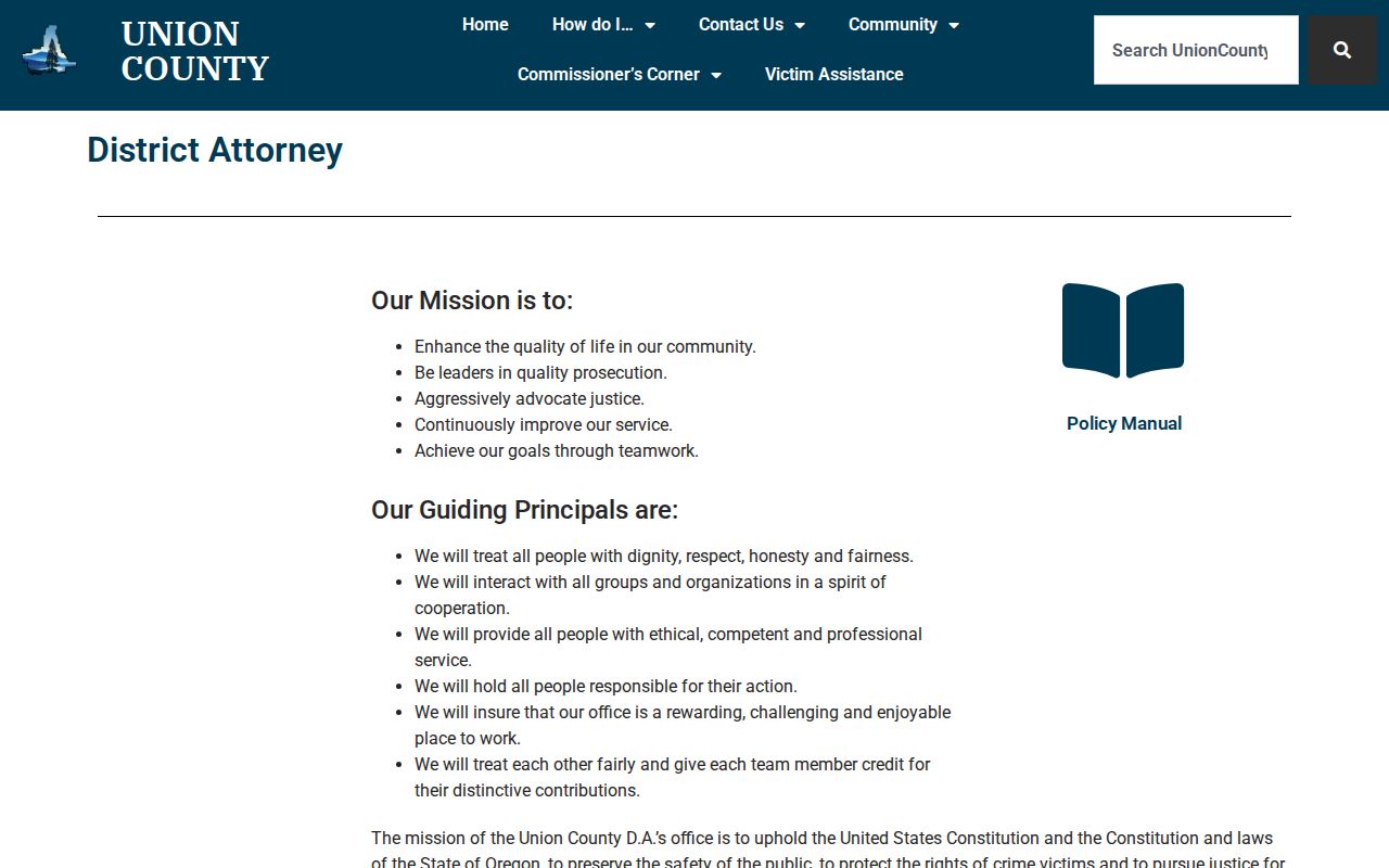 Union County criminal history District Attorney office