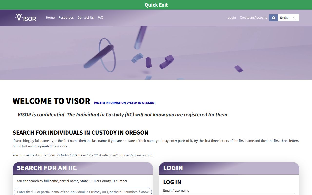 Union County criminal history VISOR custody notification