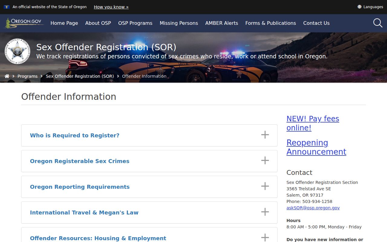 Union County sex offender reporting and registry information guidance