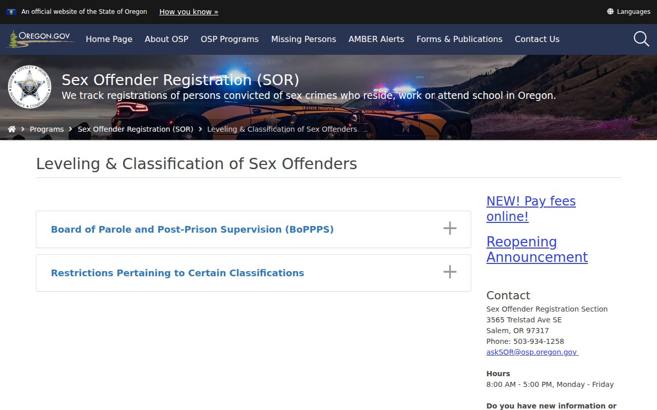 Union County sex offender registry statutes and residence restrictions
